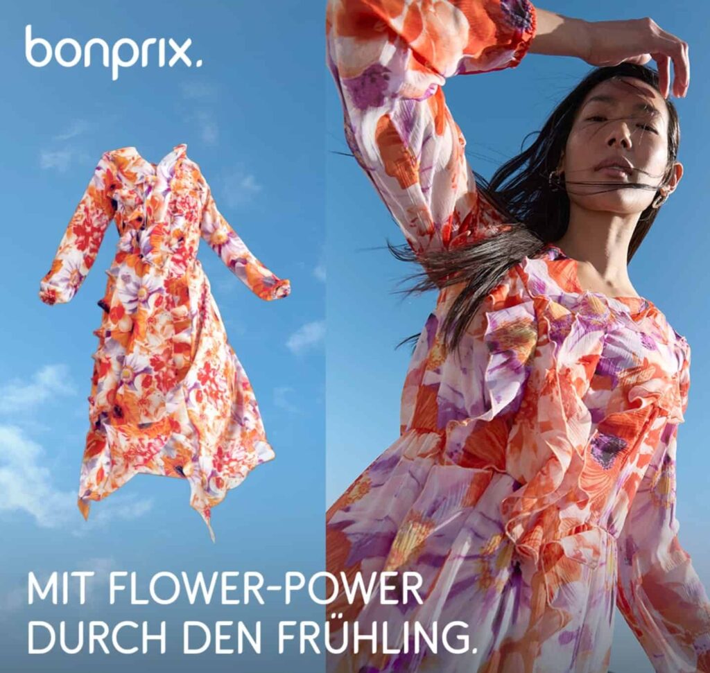 bonprix, Flying Garments, Videowall-Kampagne, CGI