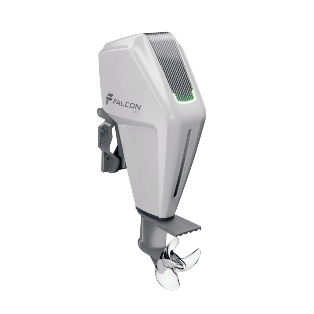 Electric outboard Falcon 130, white carbon